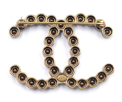 Chanel Classic Rustic Gold Crystal Brooch