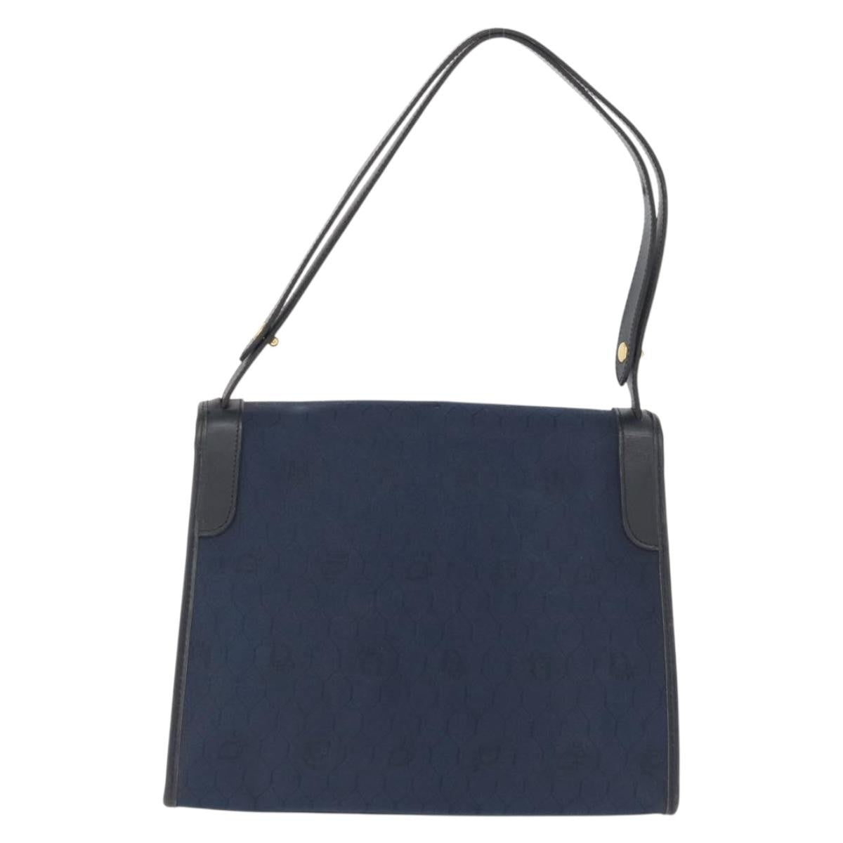 Christian Dior Vintage Honeycomb Shoulder Bag Canvas And Leather Navy Canvas Shoulder Bag Bag ()