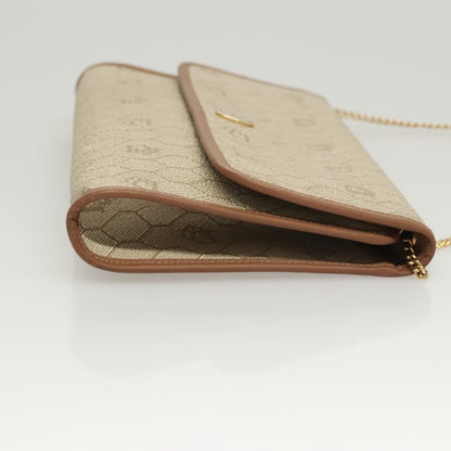 Christian Dior Vintage Honeycomb Chain Canvas Beige Canvas Shoulder Bag Bag ()