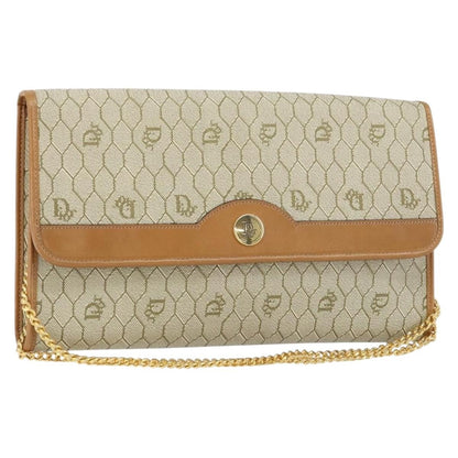 Christian Dior Vintage Honeycomb Chain Canvas Beige Canvas Shoulder Bag Bag ()
