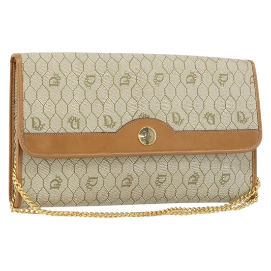 Christian Dior Vintage Honeycomb Chain Canvas Beige Canvas Shoulder Bag Bag ()
