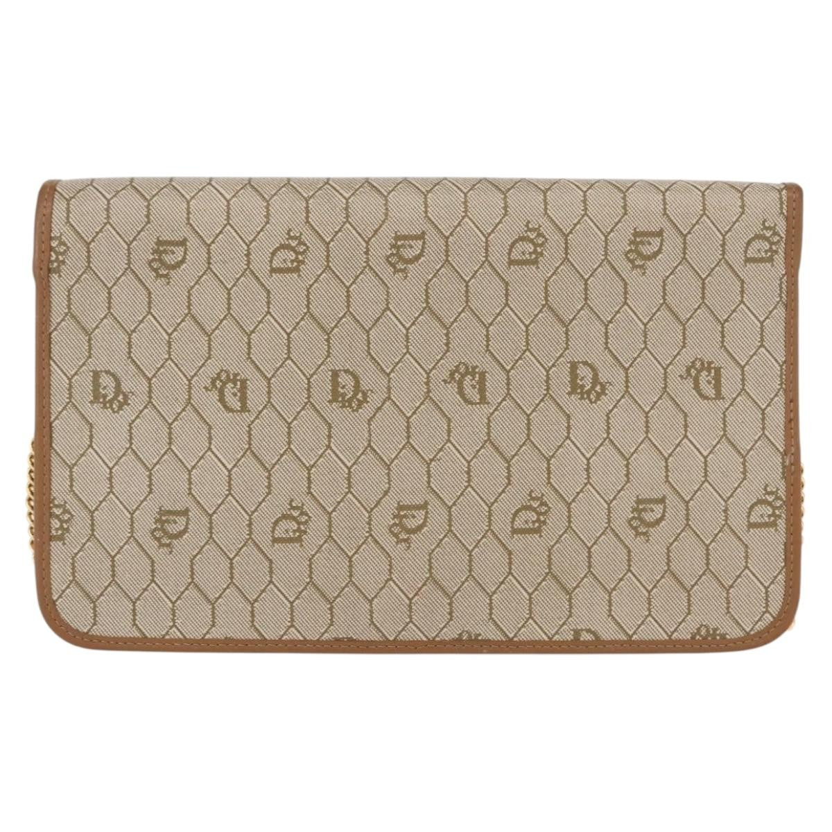 Christian Dior Vintage Honeycomb Chain Canvas Beige Canvas Shoulder Bag Bag ()