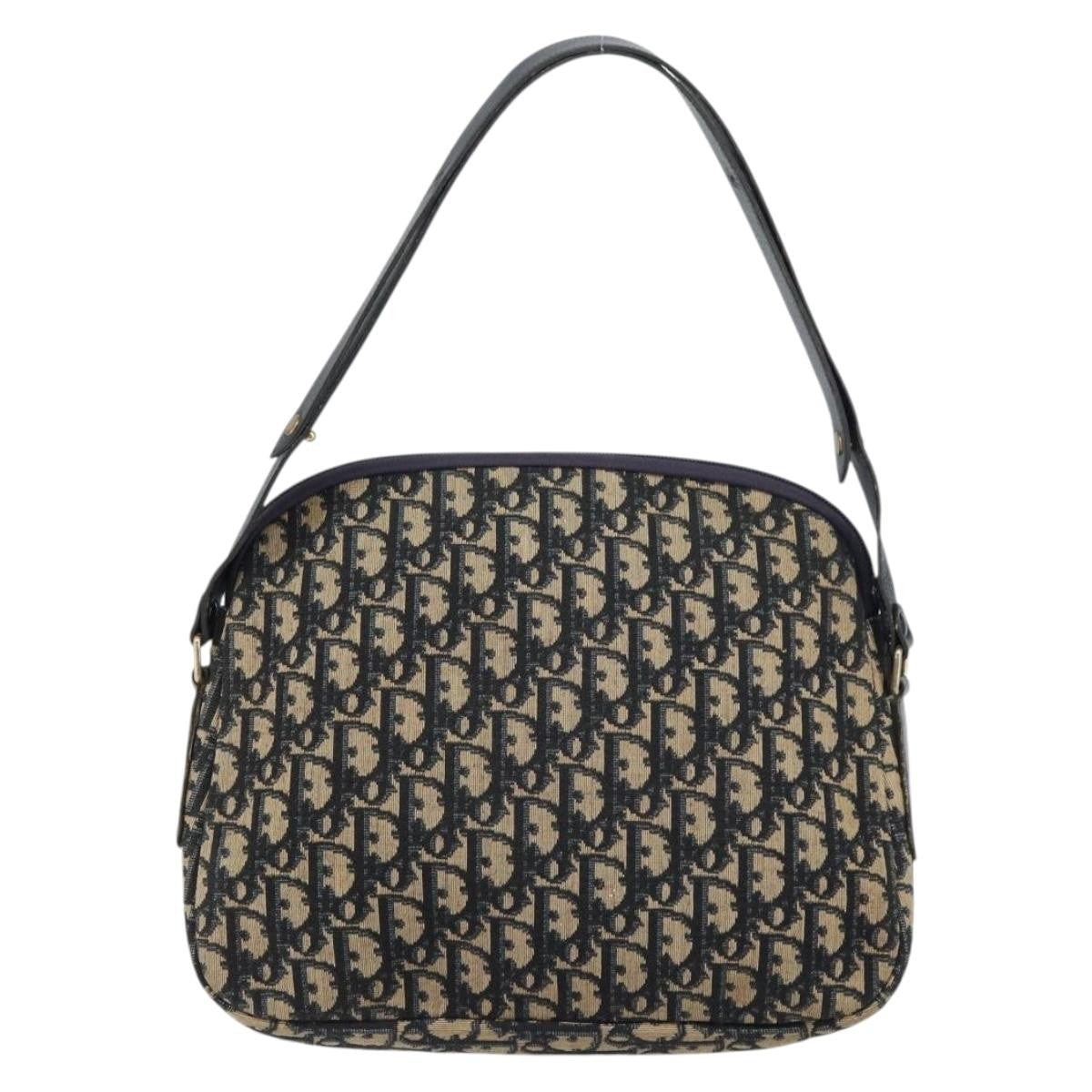 Christian Dior Vintage Cd Trotter Handbag Canvas Navy Canvas Handbag ()