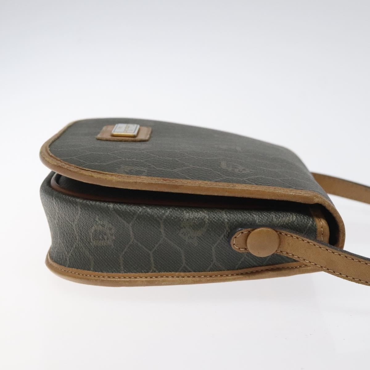Christian Dior Vintage Honeycomb Flap Crossbody Bag Coated Canvas Brown Canvas Bag ()
