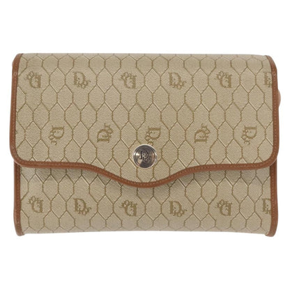 Christian Dior Vintage Honeycomb Flap Crossbody Bag Canvas And Leather Beige Canvas Shoulder Bag Bag ()