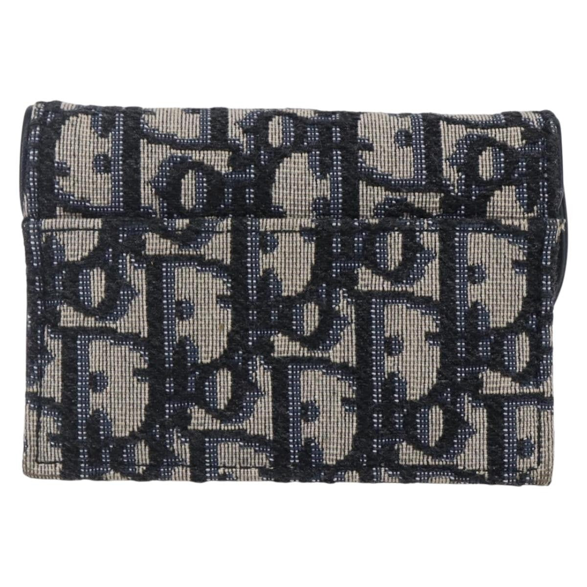 Christian Dior Saddle Card Case Oblique Canvas Navy Canvas Card Holders Accessory ()