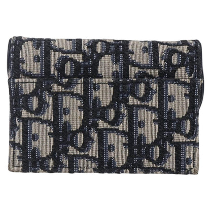 Christian Dior Saddle Card Case Oblique Canvas Navy Canvas Card Holders Accessory ()