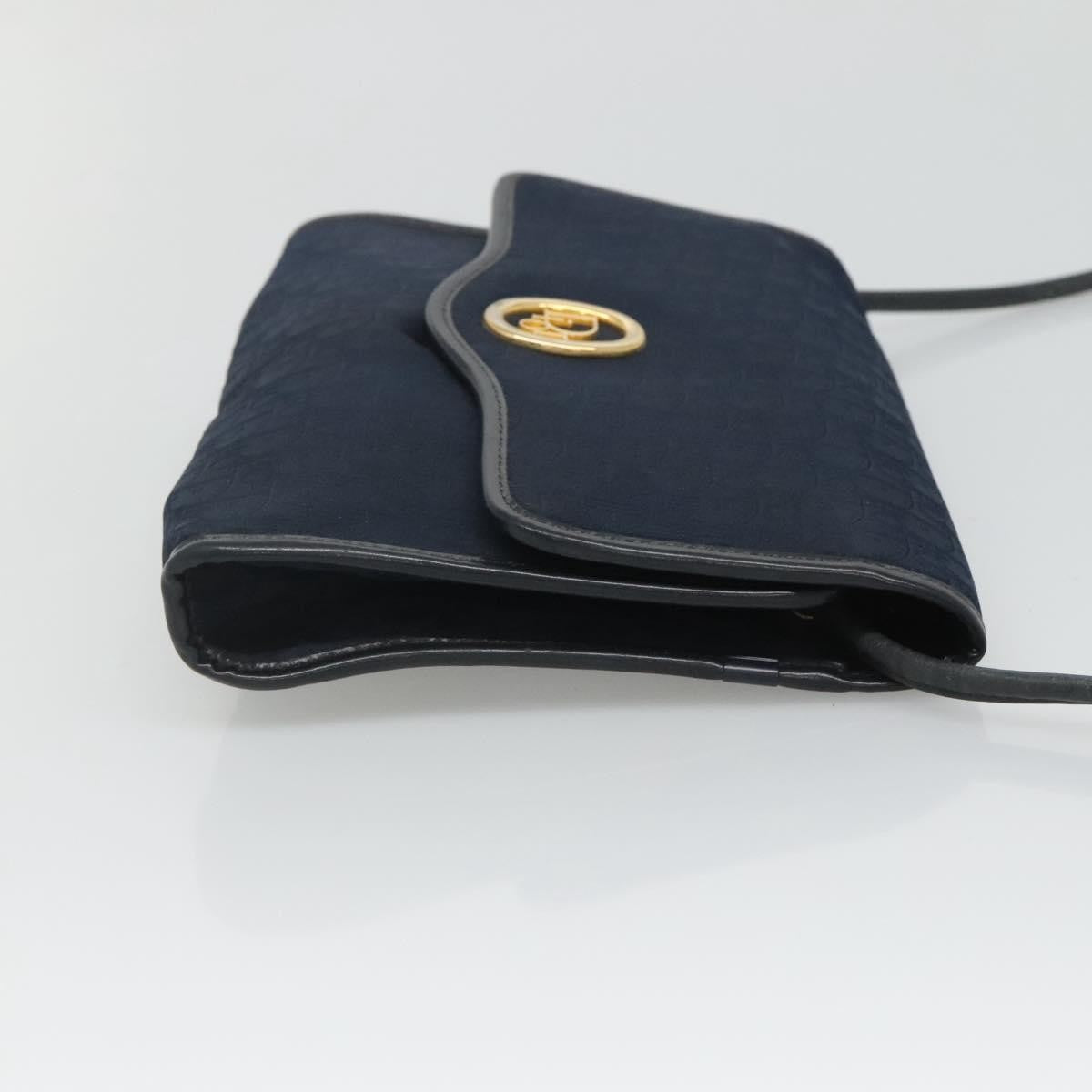 Christian Dior Vintage Trotter Flap Shoulder Bag Canvas Navy Canvas Bag ()