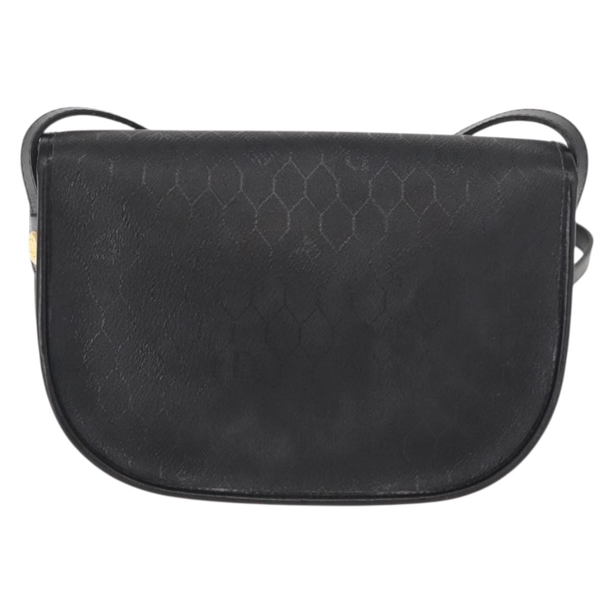Christian Dior Vintage Honeycomb Flap Crossbody Bag Coated Canvas Black Canvas Shoulder Bag Bag ()