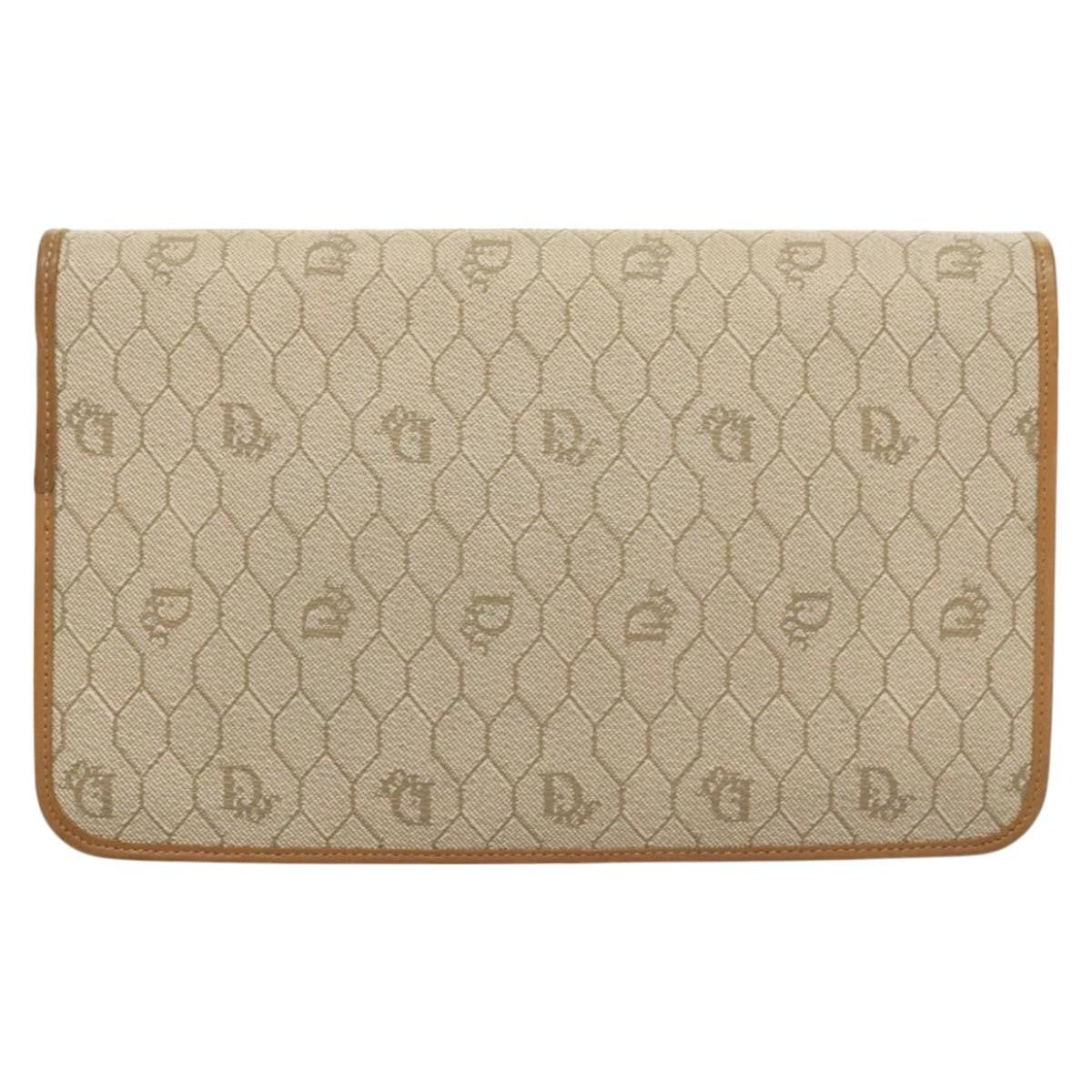 Christian Dior Vintage Honeycomb Chain Canvas Beige Canvas Bag ()