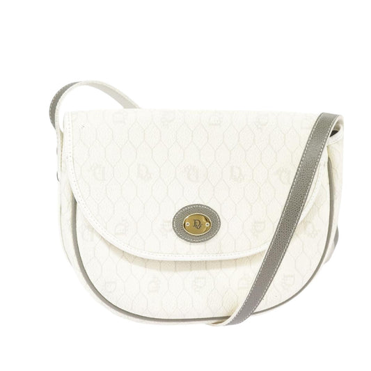 Christian Dior Vintage Honeycomb Shoulder Bag Canvas White Canvas Bag ()