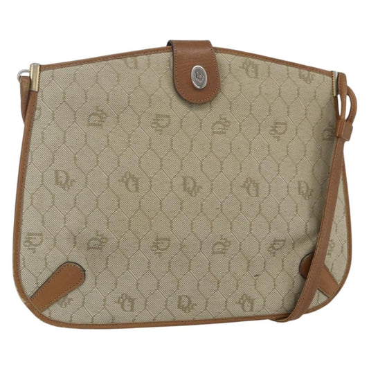 Christian Dior Vintage Honeycomb Shoulder Bag Canvas And Leather Beige Canvas Shoulder Bag Bag ()