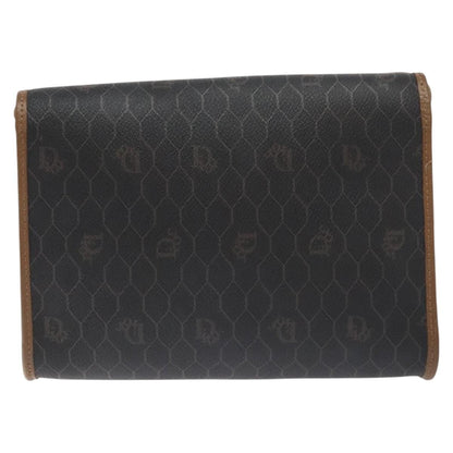 Christian Dior Vintage Honeycomb Flap Crossbody Bag Coated Canvas Black Canvas Bag ()