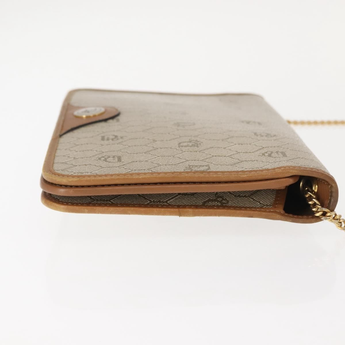 Christian Dior Vintage Honeycomb Chain Canvas Beige Canvas Shoulder Bag Bag ()