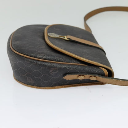 Christian Dior Vintage Honeycomb Flap Crossbody Bag Canvas And Leather Black Canvas Bag ()