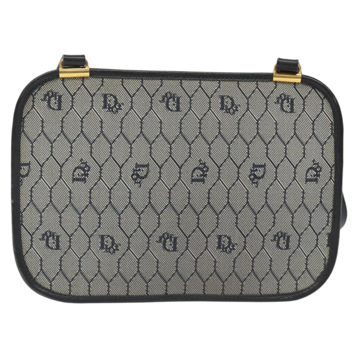 Christian Dior Vintage Honeycomb Shoulder Bag Canvas And Leather Navy Canvas Bag ()