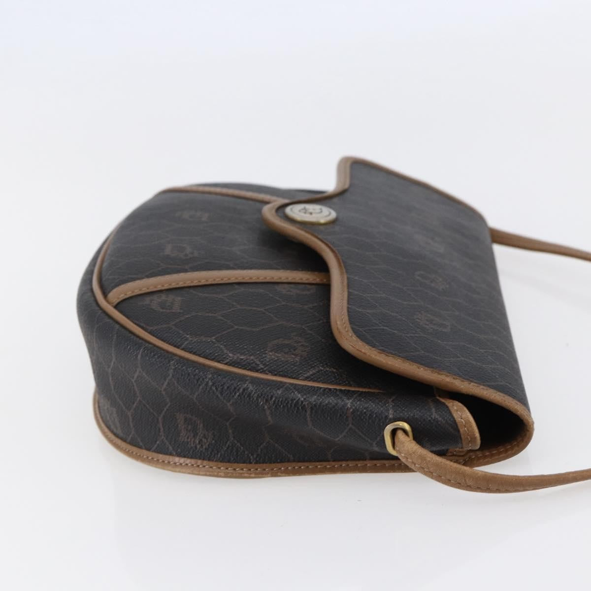 Christian Dior Vintage Honeycomb Flap Crossbody Bag Canvas And Leather Black Canvas Shoulder Bag Bag ()