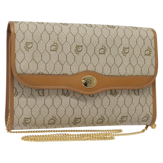 Christian Dior Vintage Honeycomb Flap Crossbody Bag Coated Canvas Beige Canvas Bag ()