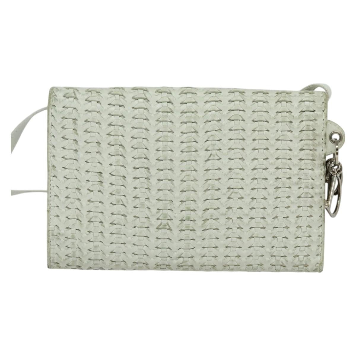 Christian Dior Vintage Flap Crossbody Bag Leather White Leather Clutche & Pouche Bag ()