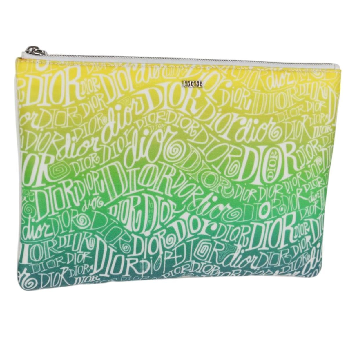 Christian Dior Pouch Stussy Nylon Yellow Nylon Clutche & Pouche Bag ()