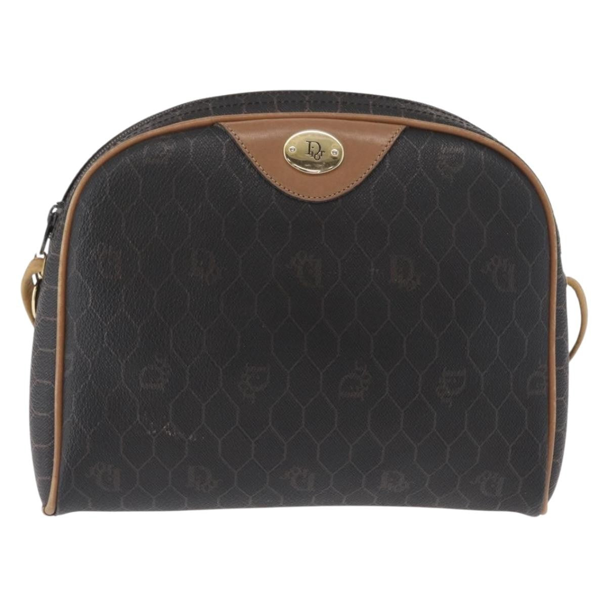 Christian Dior Vintage Honeycomb Shoulder Bag Canvas And Leather Black Canvas Shoulder Bag Bag ()