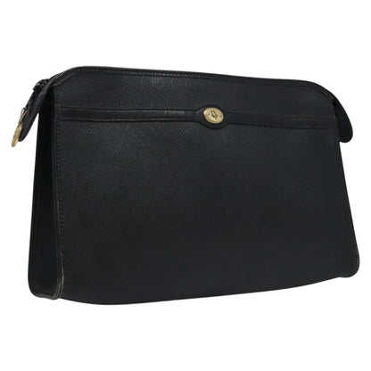 Christian Dior Vintage Honeycomb Zip Pouch Coated Canvas Black Canvas Clutche & Pouche Bag ()