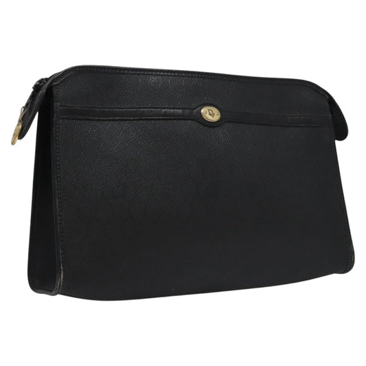 Christian Dior Vintage Honeycomb Zip Pouch Coated Canvas Black Canvas Clutche & Pouche Bag ()