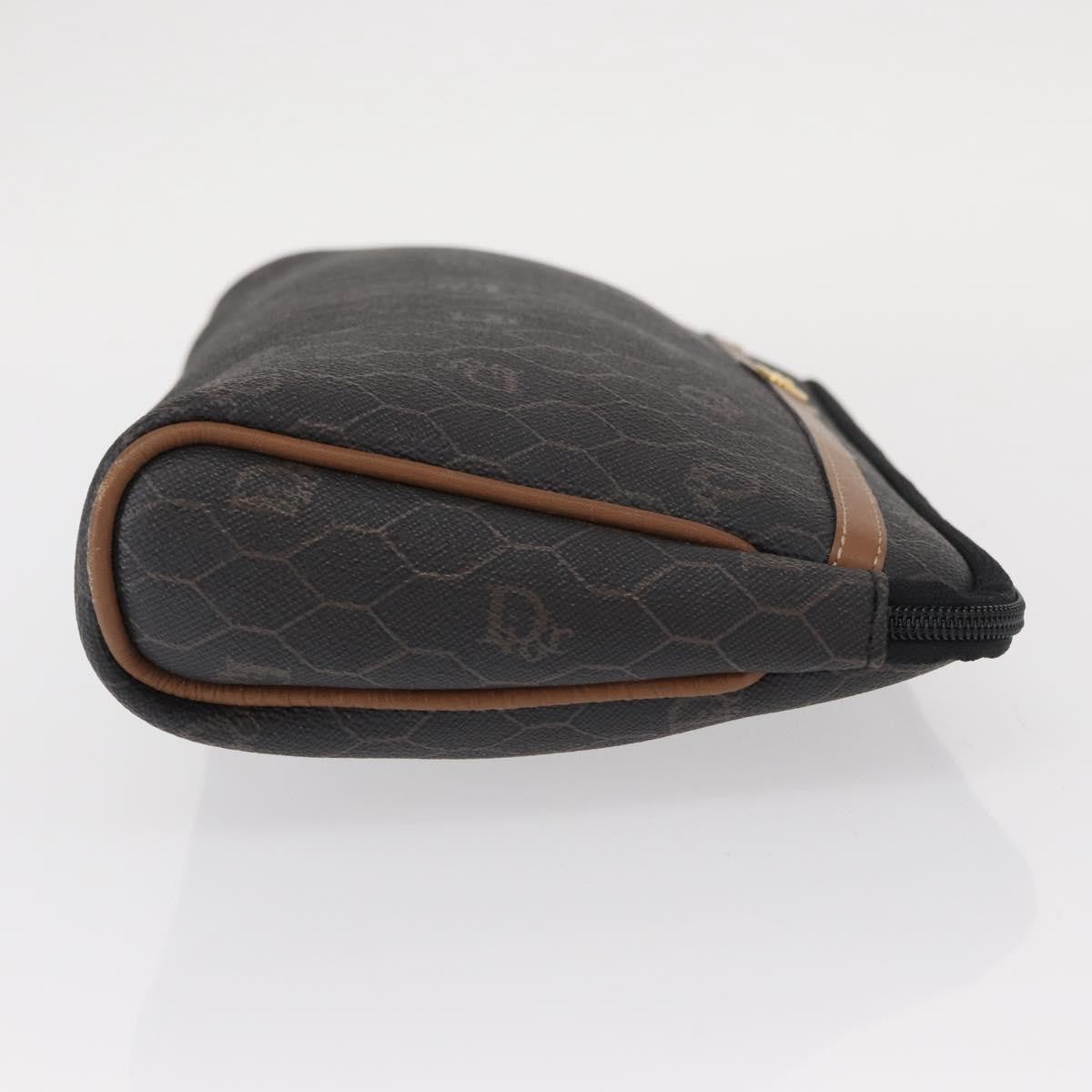 Christian Dior Vintage Honeycomb Zip Pouch Coated Canvas Black Pvc Clutche & Pouche Bag ()