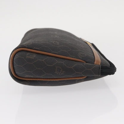 Christian Dior Vintage Honeycomb Zip Pouch Coated Canvas Black Pvc Clutche & Pouche Bag ()