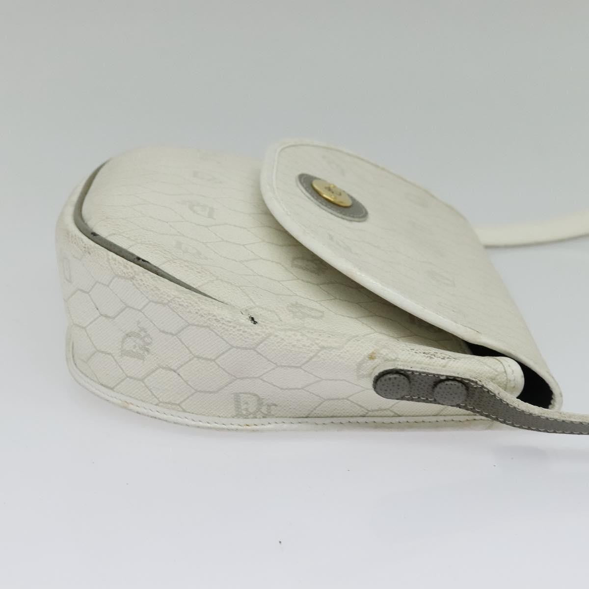 Christian Dior Vintage Honeycomb Flap Crossbody Bag Coated Canvas White Canvas Bag ()