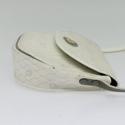 Christian Dior Vintage Honeycomb Flap Crossbody Bag Coated Canvas White Canvas Bag ()