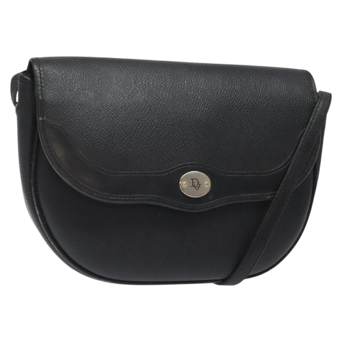 Christian Dior Vintage Honeycomb Flap Crossbody Bag Coated Canvas Black Canvas Bag ()