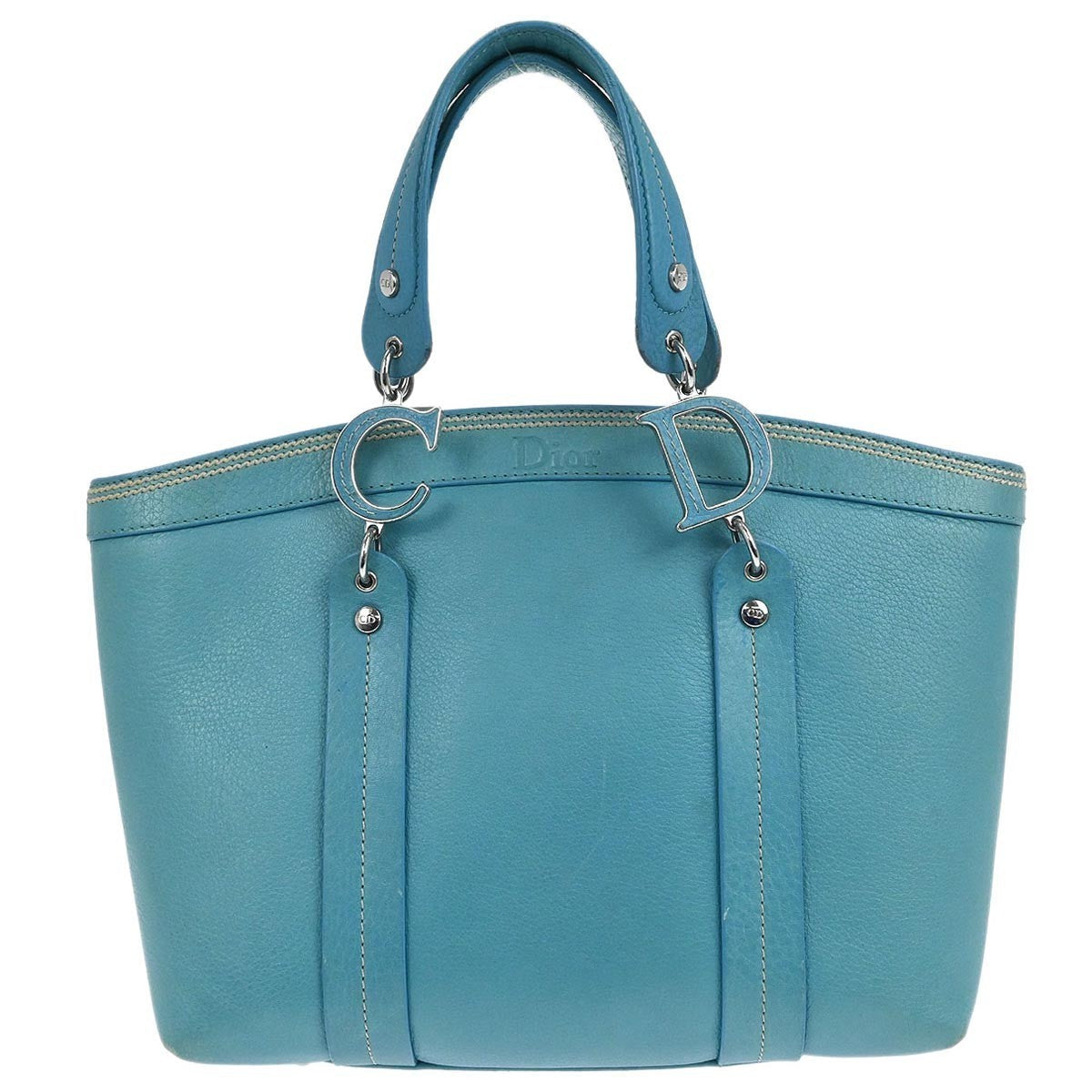 Christian Dior Vintage Tote Leather Turquoise Leather Tote Bag Bag ()