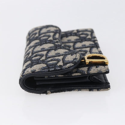 Christian Dior Saddle Card Case Oblique Canvas Navy Canvas Card Holders Accessory ()