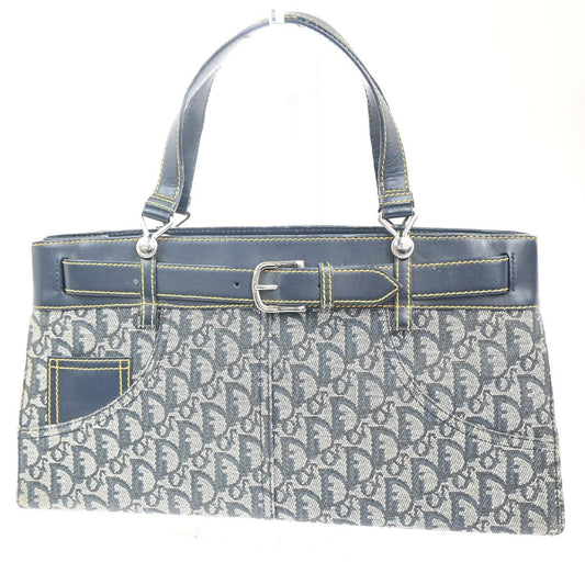 Christian Dior Vintage Trotter Horizontal Tote Diorissimo Canvas Navy Canvas Tote Bag Bag ()
