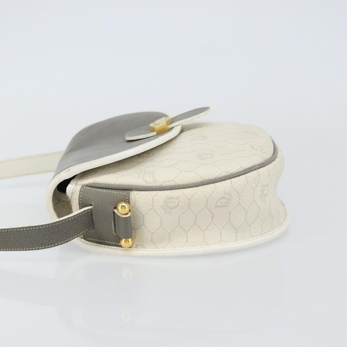 Christian Dior Vintage Honeycomb Flap Crossbody Bag Canvas And Leather White Canvas Shoulder Bag Bag ()