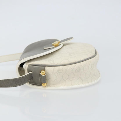 Christian Dior Vintage Honeycomb Flap Crossbody Bag Canvas And Leather White Canvas Shoulder Bag Bag ()