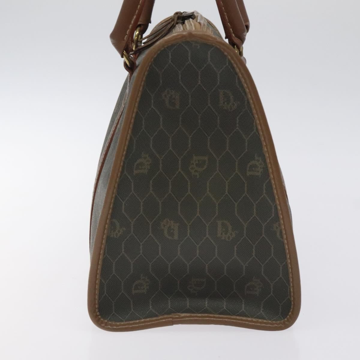 Christian Dior Vintage Honeycomb Handbag Canvas Leather Black Canvas Bag ()