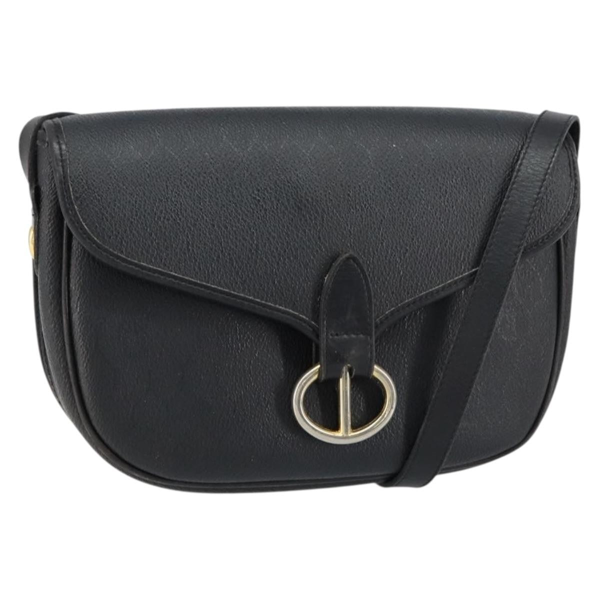 Christian Dior Vintage Honeycomb Flap Crossbody Bag Canvas And Leather Black Canvas Shoulder Bag Bag ()
