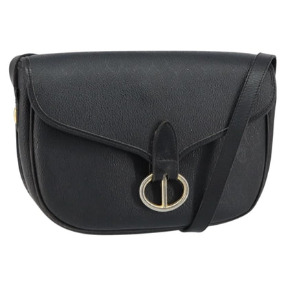 Christian Dior Vintage Honeycomb Flap Crossbody Bag Canvas And Leather Black Canvas Shoulder Bag Bag ()