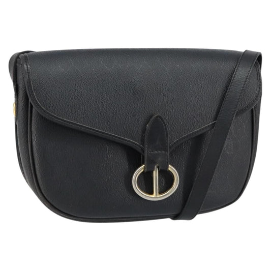 Christian Dior Vintage Honeycomb Flap Crossbody Bag Canvas And Leather Black Canvas Shoulder Bag Bag ()
