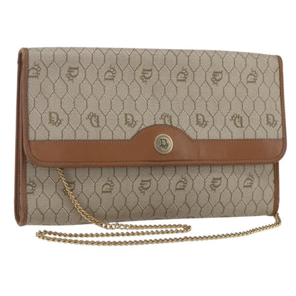 Christian Dior Vintage Honeycomb Chain Canvas Beige Canvas Shoulder Bag Bag ()