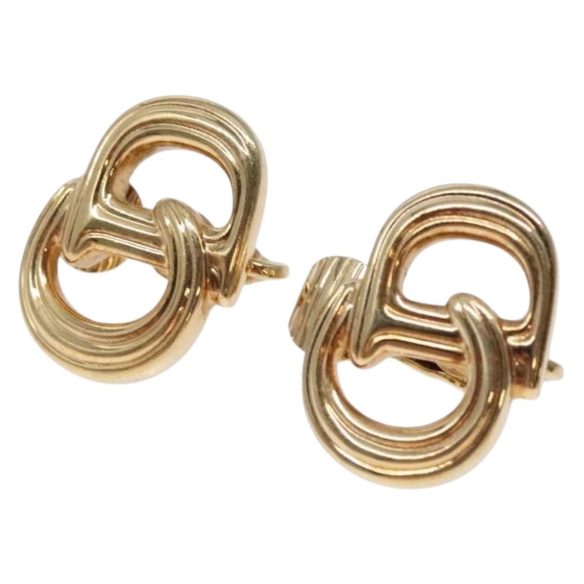 Christian Dior Vintage Cd Clip-On Earrings Metal Gold Metal Earrings Jewelry ()