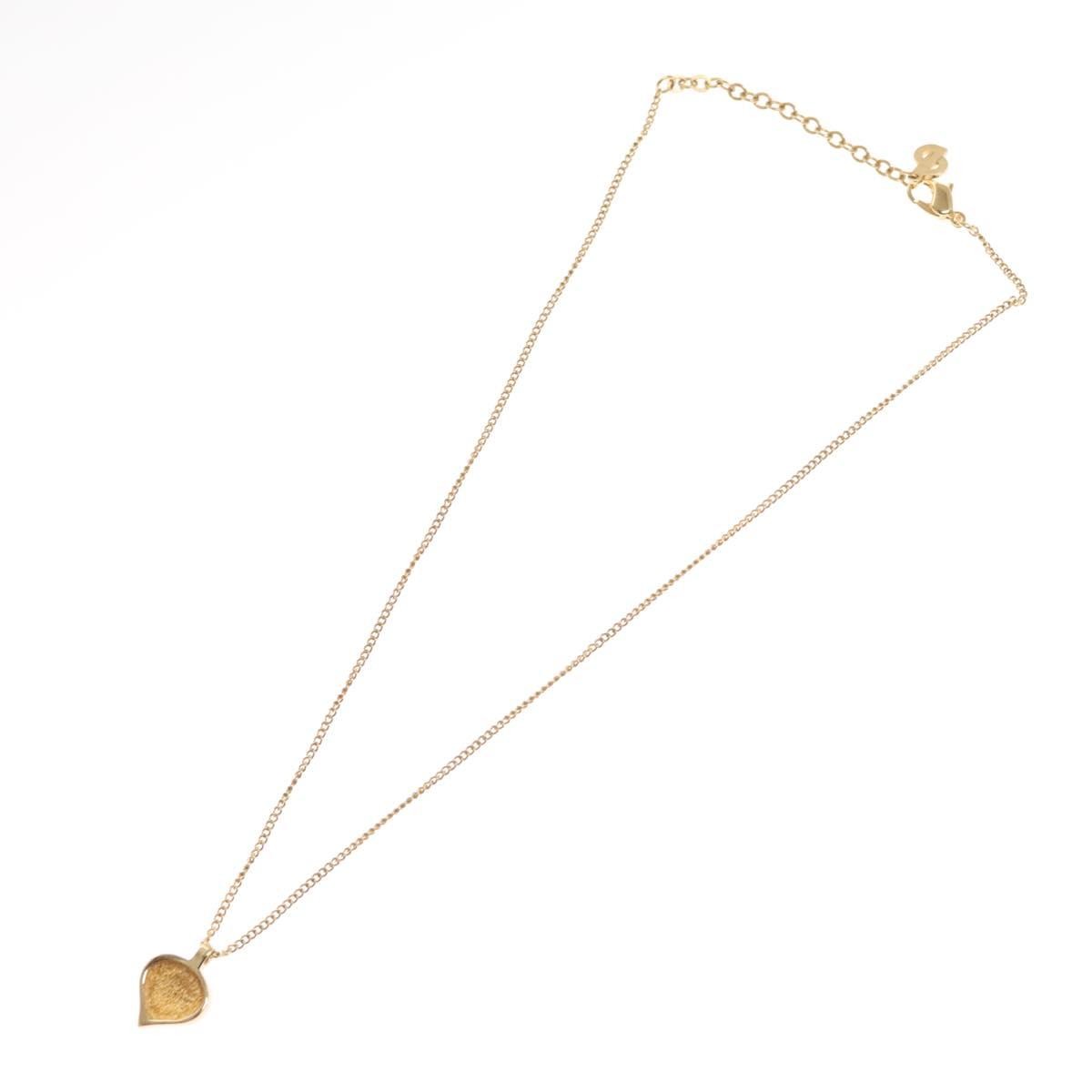 Christian Dior Logo Heart Pendant Necklace Metal Gold Metal Jewelry ()