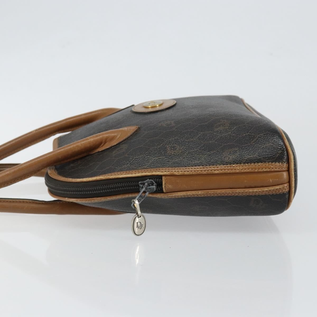Christian Dior Vintage Honeycomb Handbag Canvas Leather Black Canvas Handbag ()