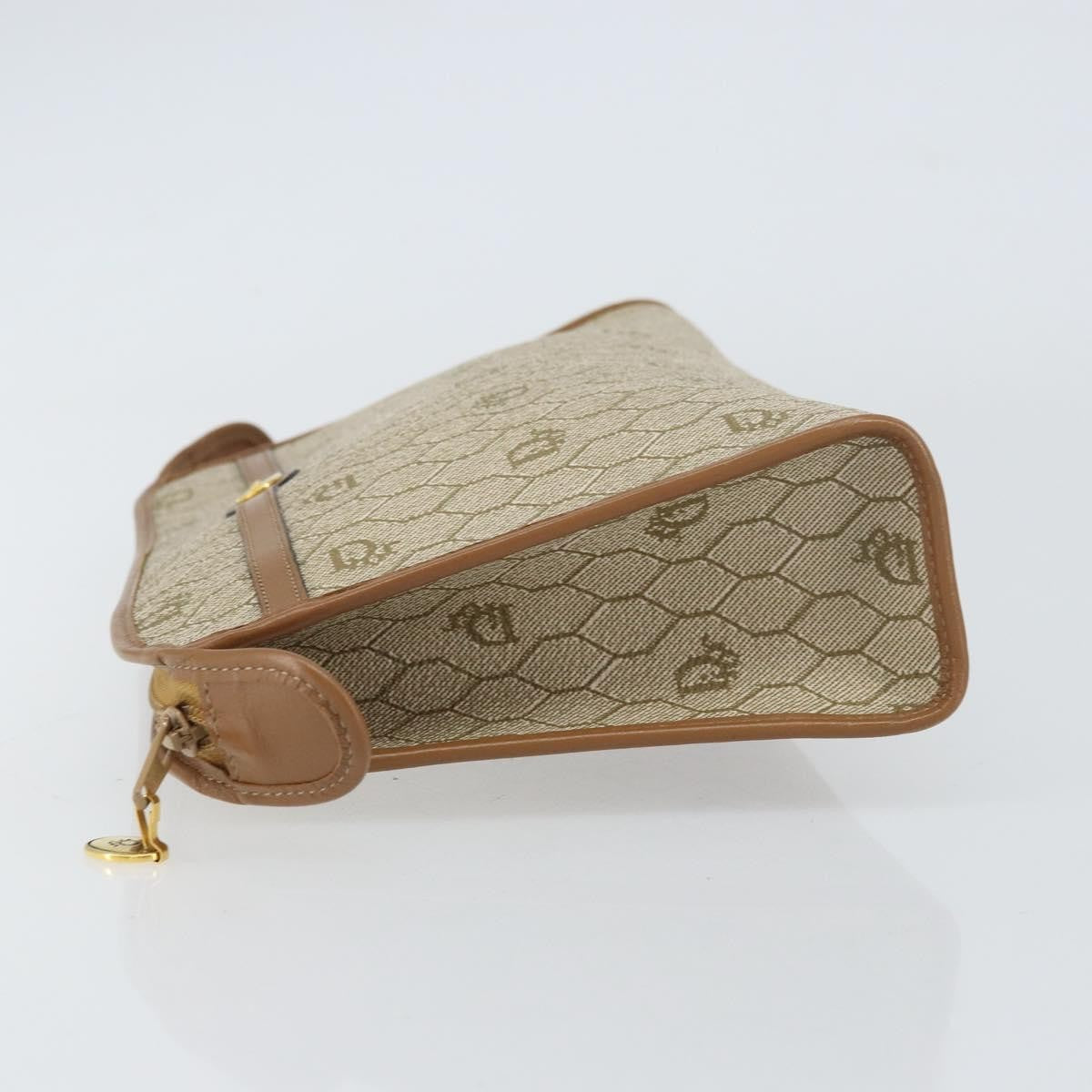 Christian Dior Vintage Honeycomb Zip Pouch Coated Canvas Beige Canvas Clutche & Pouche Bag ()