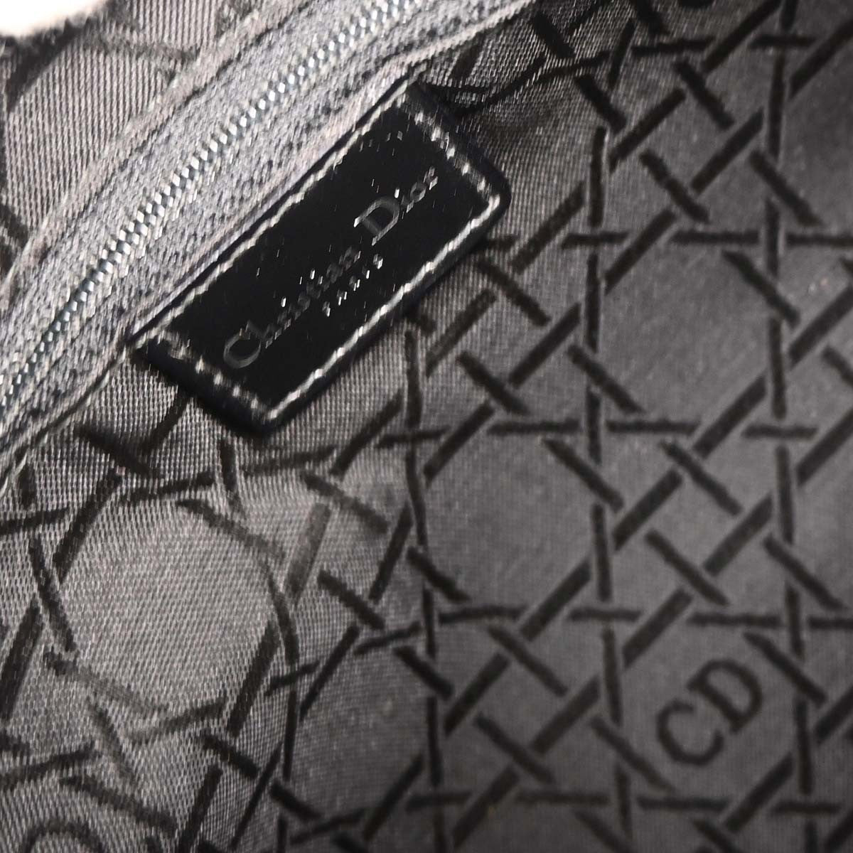 Christian Dior Vintage Lady Dior Bag Houndstooth Canvas Black Canvas Handbag ()