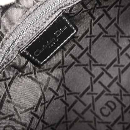 Christian Dior Vintage Lady Dior Bag Houndstooth Canvas Black Canvas Handbag ()