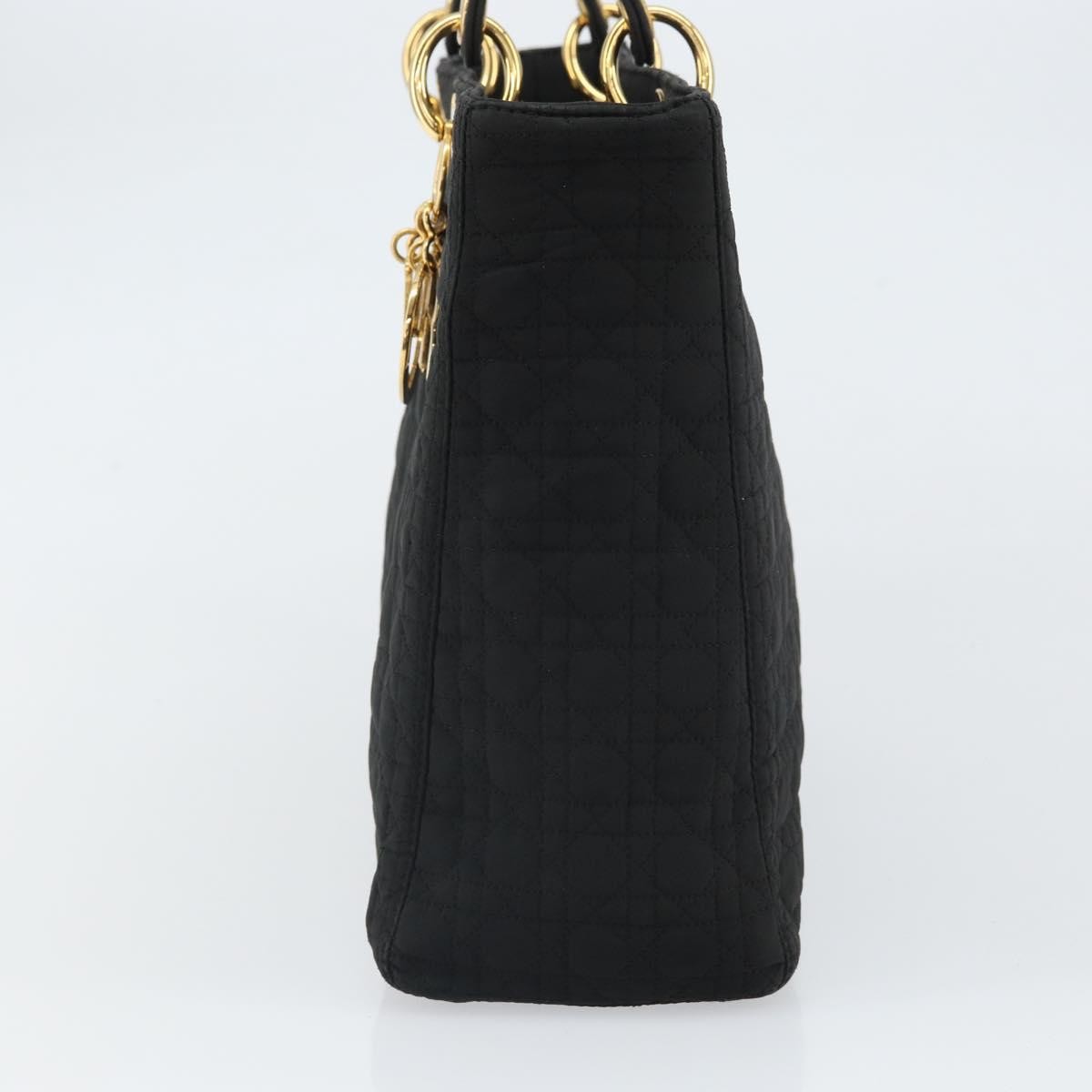 Christian Dior Vintage Lady Dior Bag Cannage Quilt Nylon Black Nylon Handbag ()