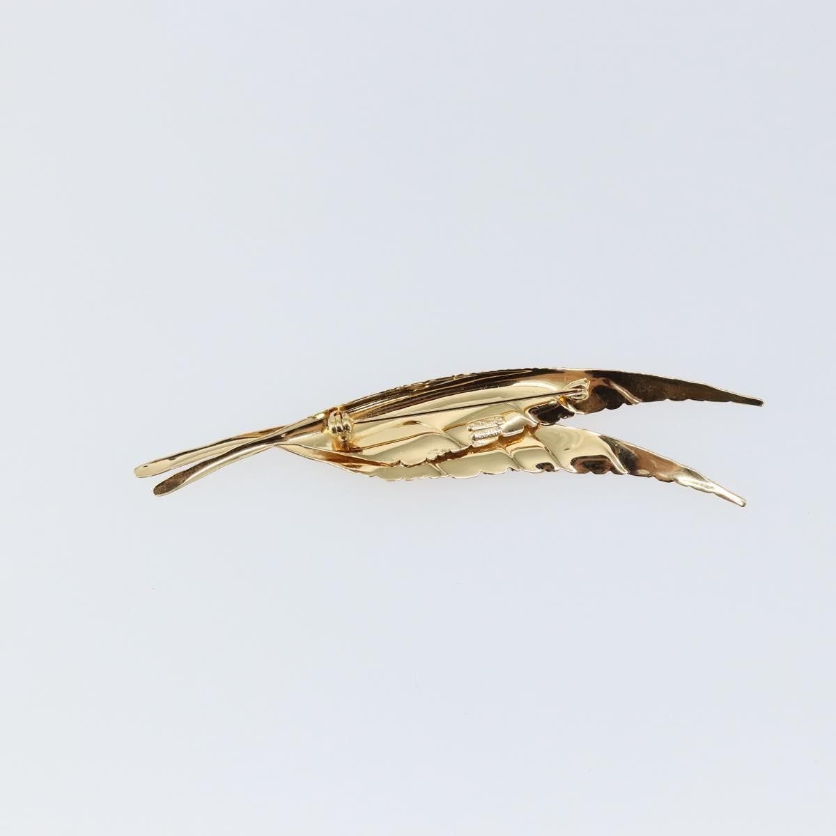 Christian Dior Vintage Feather Metal Gold Metal Brooch Jewelry ()